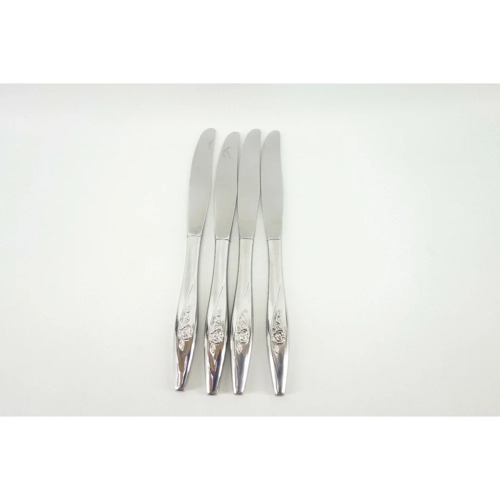 4 Oneida Oneidacraft Deluxe Lasting Rose Stainless 8 1/2